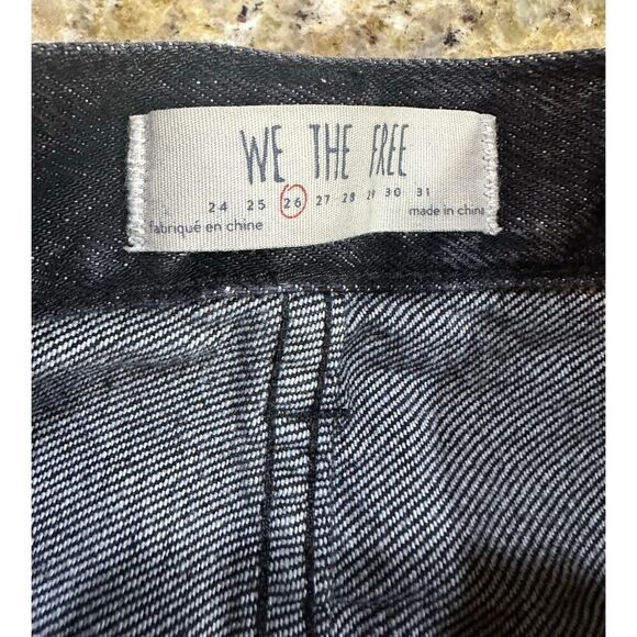 We the Free Distressed Denim Mini Black Jean Destroyed Skirt Free People Size 30 - Picture 6 of 11